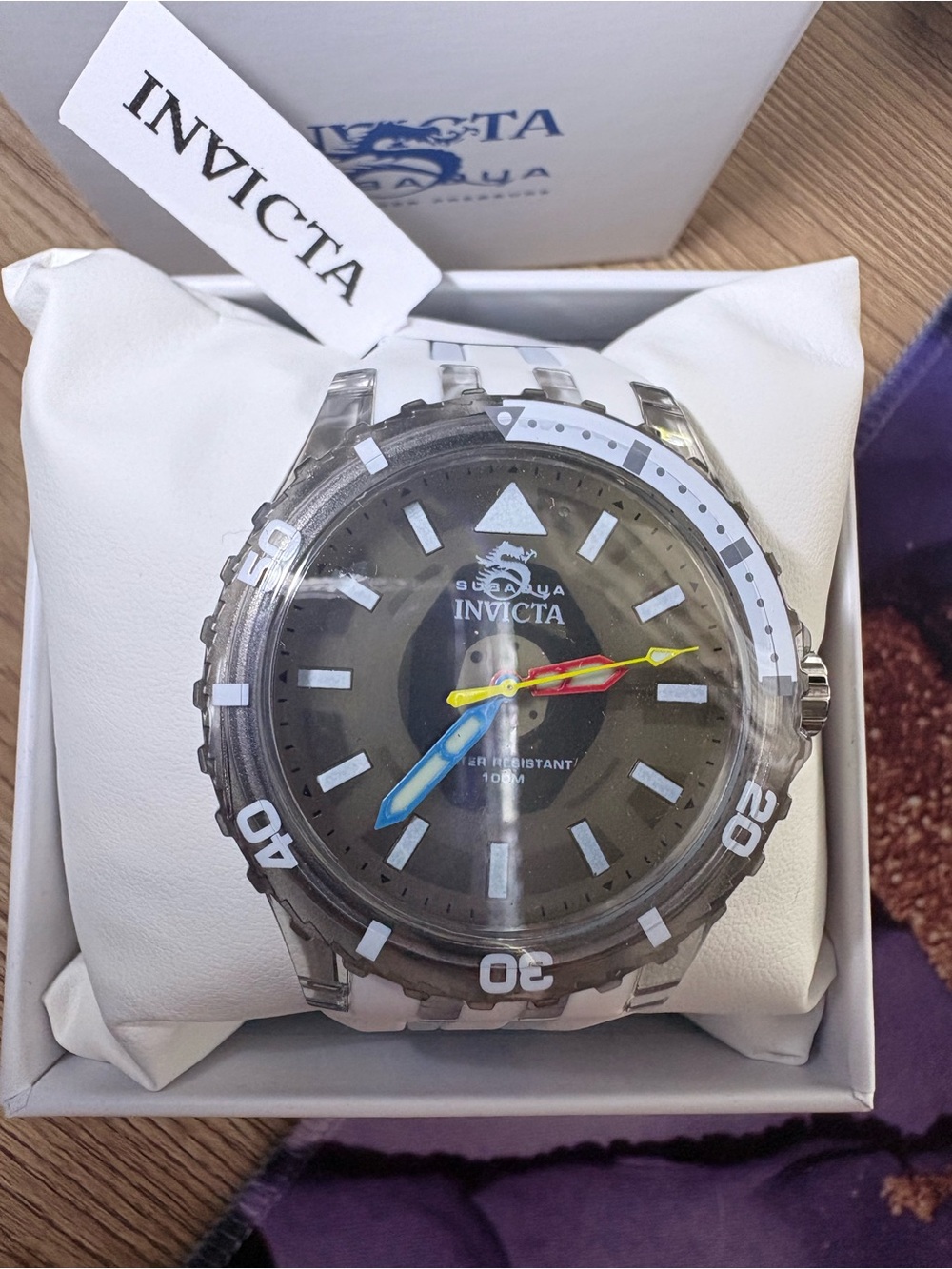 Invicta Subaqua Watch with Silver Case and White Strap NWT